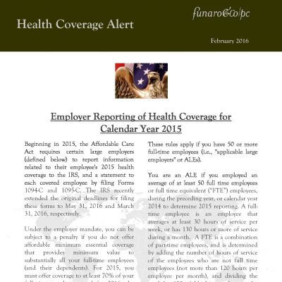 Employer Reporting of Health Coverage for Calendar Year 2015