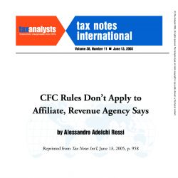 CFC Rules Don't Apply to Affiliate, Revenue Agency Says, Tax Notes International