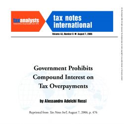 Government Prohibits Compound Interest on Tax Overpayments, Tax Notes International