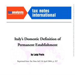 Italy's Domestic Definition of Permanent Establishment, Tax Notes International