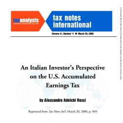 An Italian Investor's Perspective on the U.S. Accumulated Earnings Tax, Tax Notes International