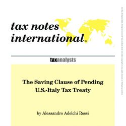 The Saving Clause of Pending U.S.-Italy Tax Treaty, Tax Notes International