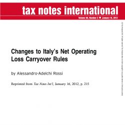 Changes to Italy's Net Operating Loss Carryover Rules