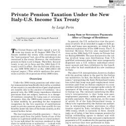 Private Pension Taxation Under the New Italy-U.S. Income Tax Treaty, Tax Notes International