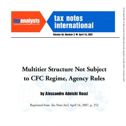 Multitier Structure Not Subject to CFC Regime, Agency Rules, Tax Notes International