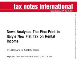 News Analysis: The Fine Print in Italy's New Flat Tax on Rental Income