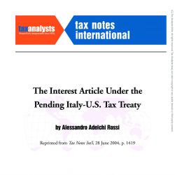 The Interest Article under the Pending US-Italy Treaty, Tax Notes International