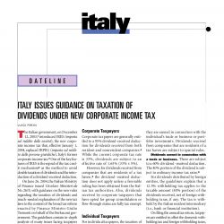 Italy Issues Guidance on Taxation of Dividends Under New Corporate Income Tax, Journal of International Taxation