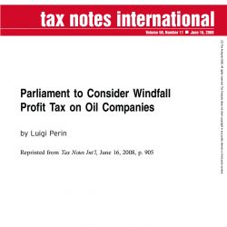 Parliament to Consider Windfall Profit Tax on Oil Companies, Tax Notes International