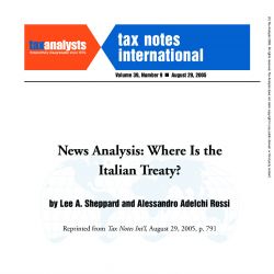 News Analysis: Where is the Italian Treaty? Tax Notes International