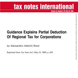 Guidance Explains Partial Deduction of Regional Tax for Corporations, Tax Notes International