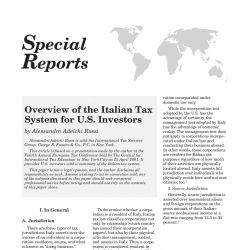 Overview of the Italian Tax System for U.S. Investors, Tax Notes International