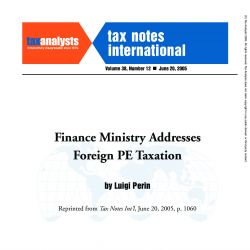 Finance Ministry Addresses Foreign PE Taxation, Tax Notes International