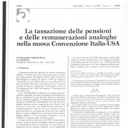 La tassazione delle pensioni e delle renumerazioni analoghe nella nuova Convenzione Italia-USA, Il Fisco, n.43/2003