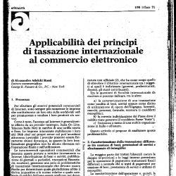 Applicabilità dei principi di tassazione internazionale al commercio elettronico, Il Fisco n.1/1998