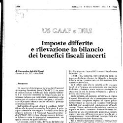 Imposte differite e rilevazione in bilancio dei benefici fiscali incerti, Il Fisco n. 19/2007