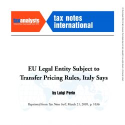 EU Legal Entity Subject to Transfer Pricing Rules, Italy Says, Tax Notes International