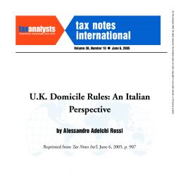 UK Domicile Rules: An Italian Perspective, Tax Notes International