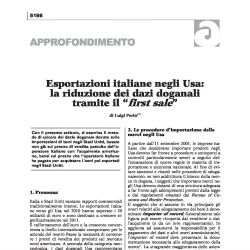 Esportazioni italiane negli Usa: la riduzione dei dazi doganali tramite il "first sale" Il Fisco n. 32/2011