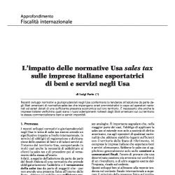 L'impatto delle normative Usa sales tax sulle imprese italiane esportatrici di beni e servizi negli Usa, Il Fisco n. 45/2018