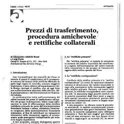 Prezzi di trasferimento, procedura amichevole, e rettifiche collaterali, Il Fisco n.40/1999
