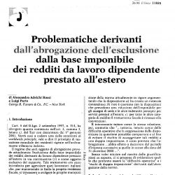 Problematiche derivanti dall'abrogazione dell'esclusione dalla base imponibile dei redditi da lavoro dipendente prestato all'estero, Il Fisco n.36/1998