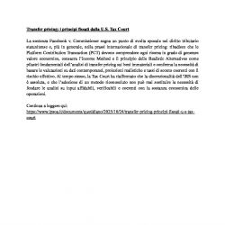 Transfer pricing: i principi fissati dalla U.S. Tax Court
